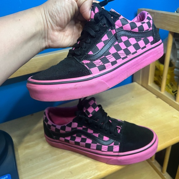 Vans Black and Pink Checkered Athletic Shoes - Picture 1 of 7